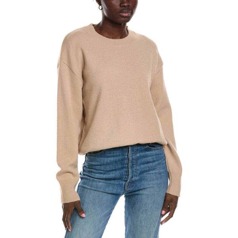 Lyra & Co Womens  Wool-Blend Crewneck Sweater, Brown
